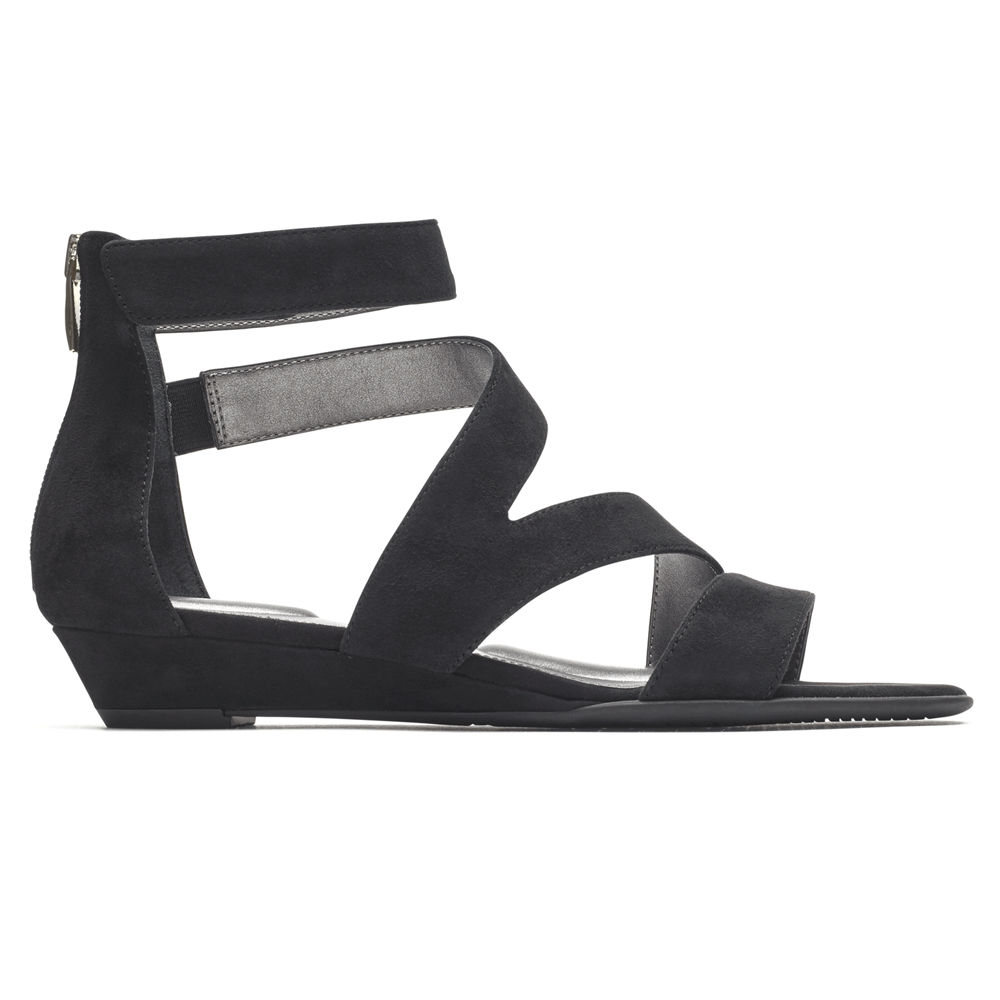 Rockport Womens Sandals Black - Total Motion Zandra Strappy - UK 482-IGNKJW